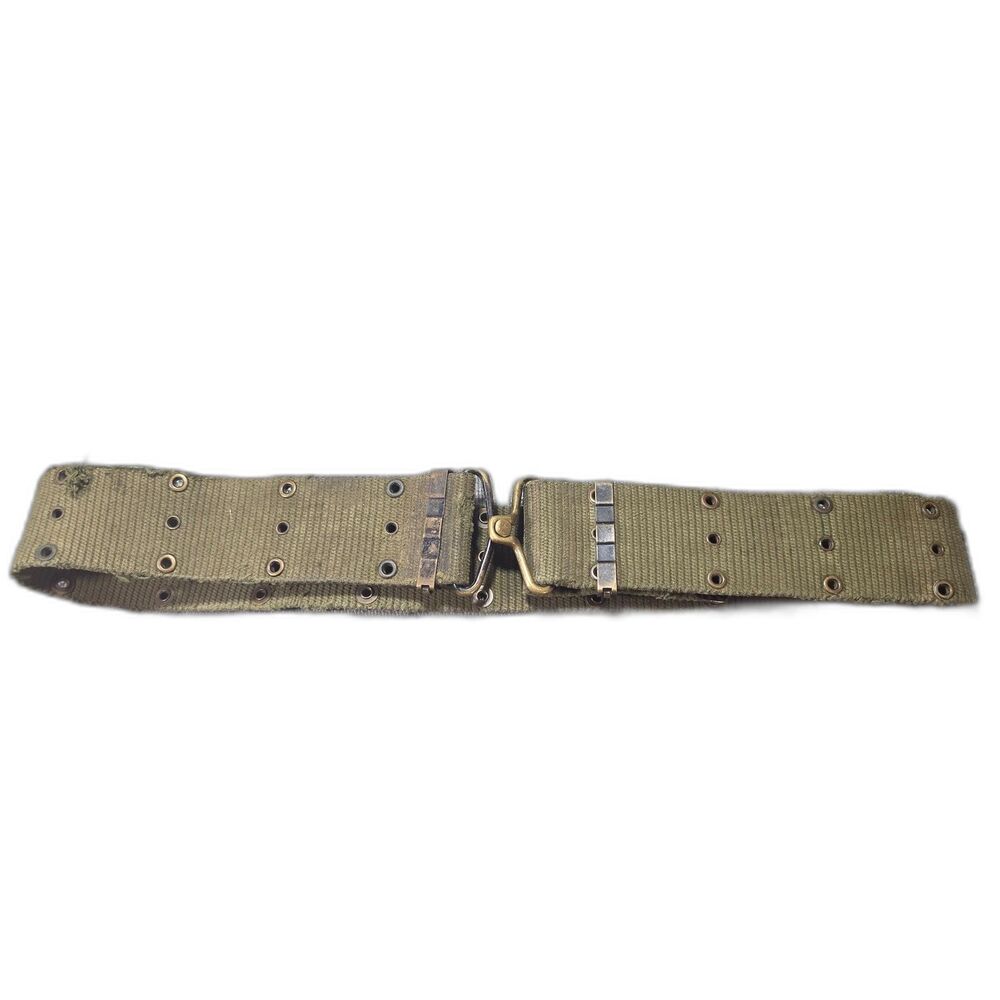 Vintage Military US M1936 Canvas Pistol Web Belt Brass Hook Buckle Olive Drab